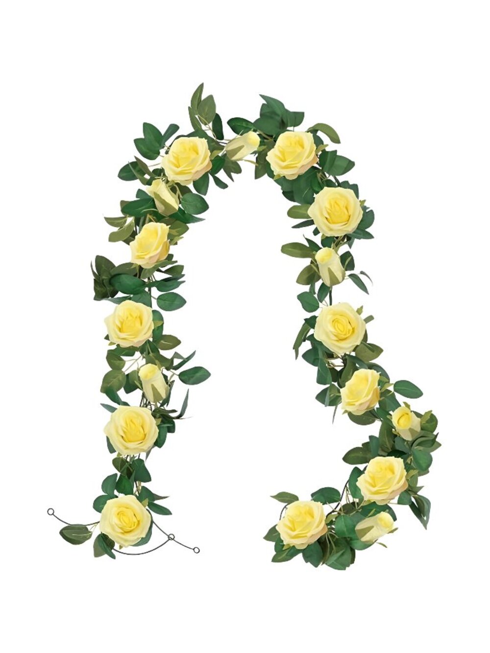 3 Pack Artificial Yellow Rose Vines Floral Garlands Total 19.5 Ft